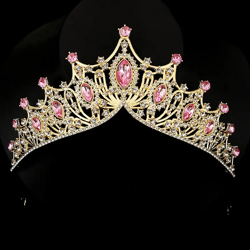 Crystal Crown Headband for Bridal Wear Gold Blue - Image 8