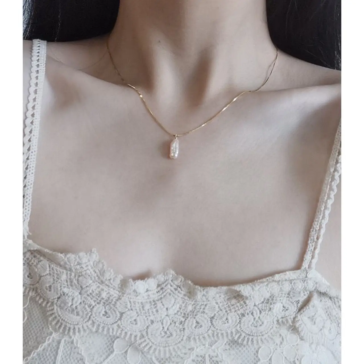 Pearl Clavicle Necklace Gold Plated 925 Silver
