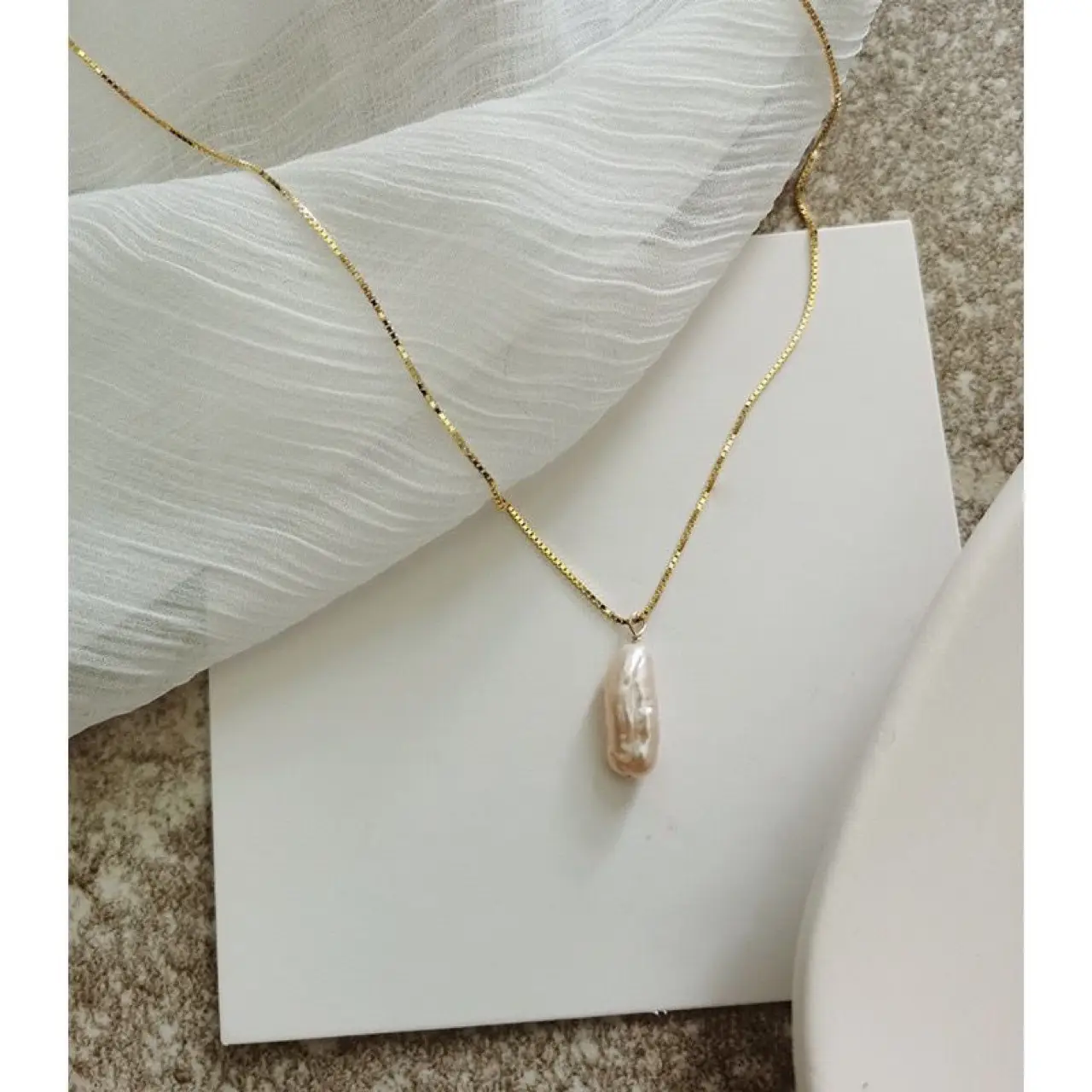 Pearl Clavicle Necklace Gold Plated 925 Silver