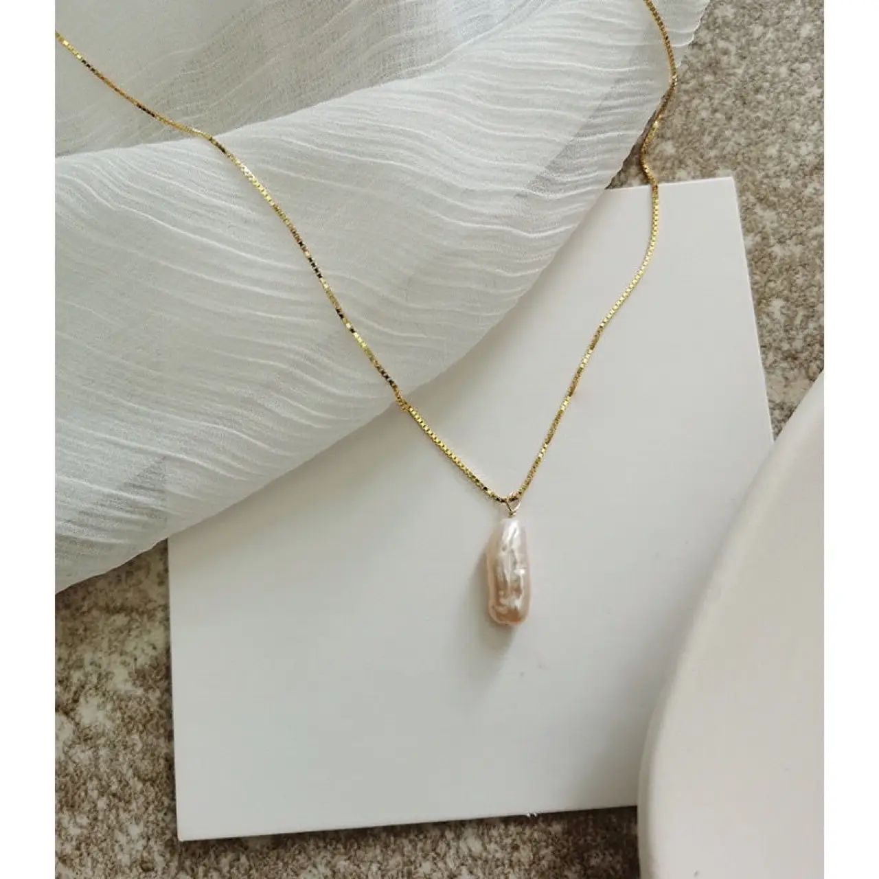Pearl Clavicle Necklace Gold Plated 925 Silver