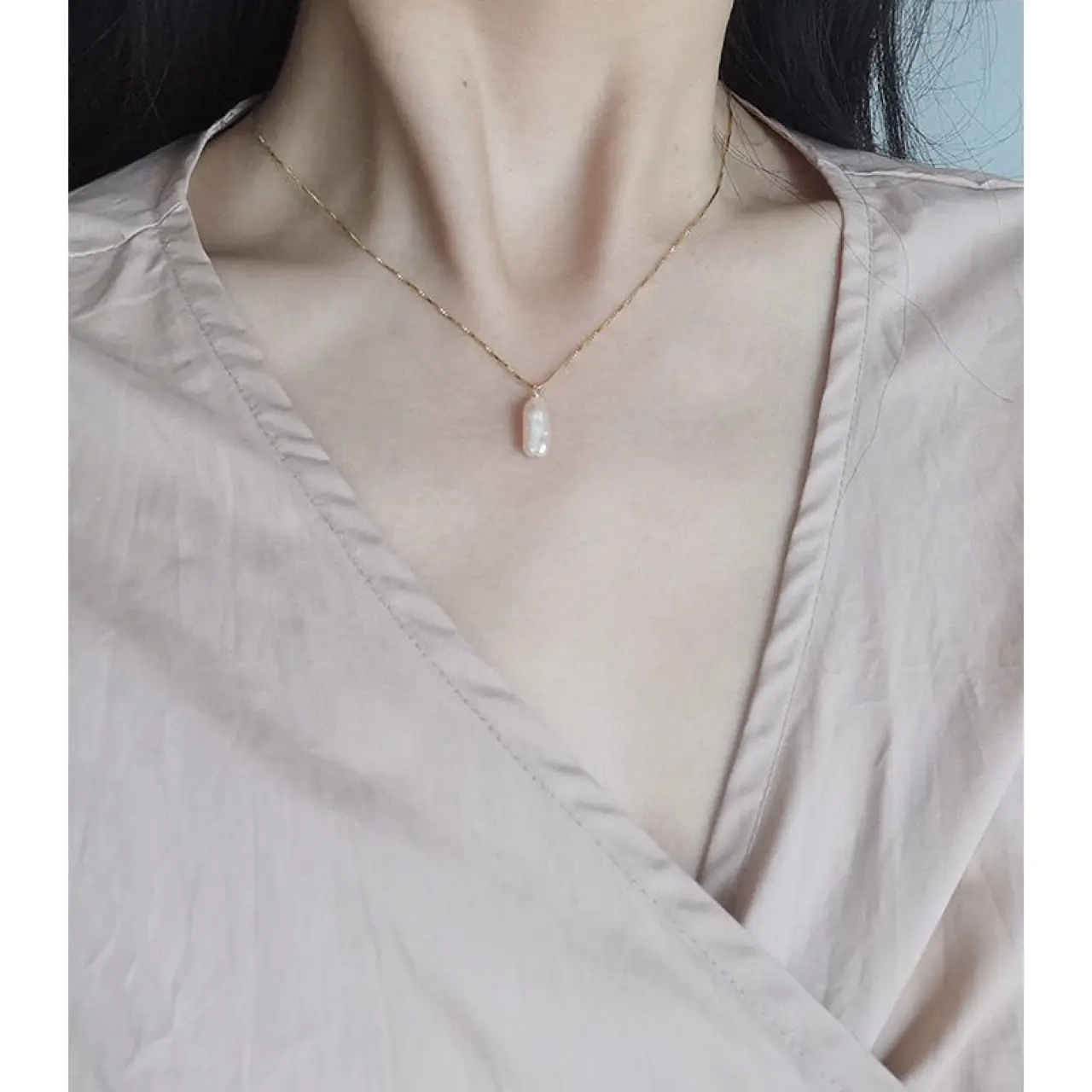 Pearl Clavicle Necklace Gold Plated 925 Silver