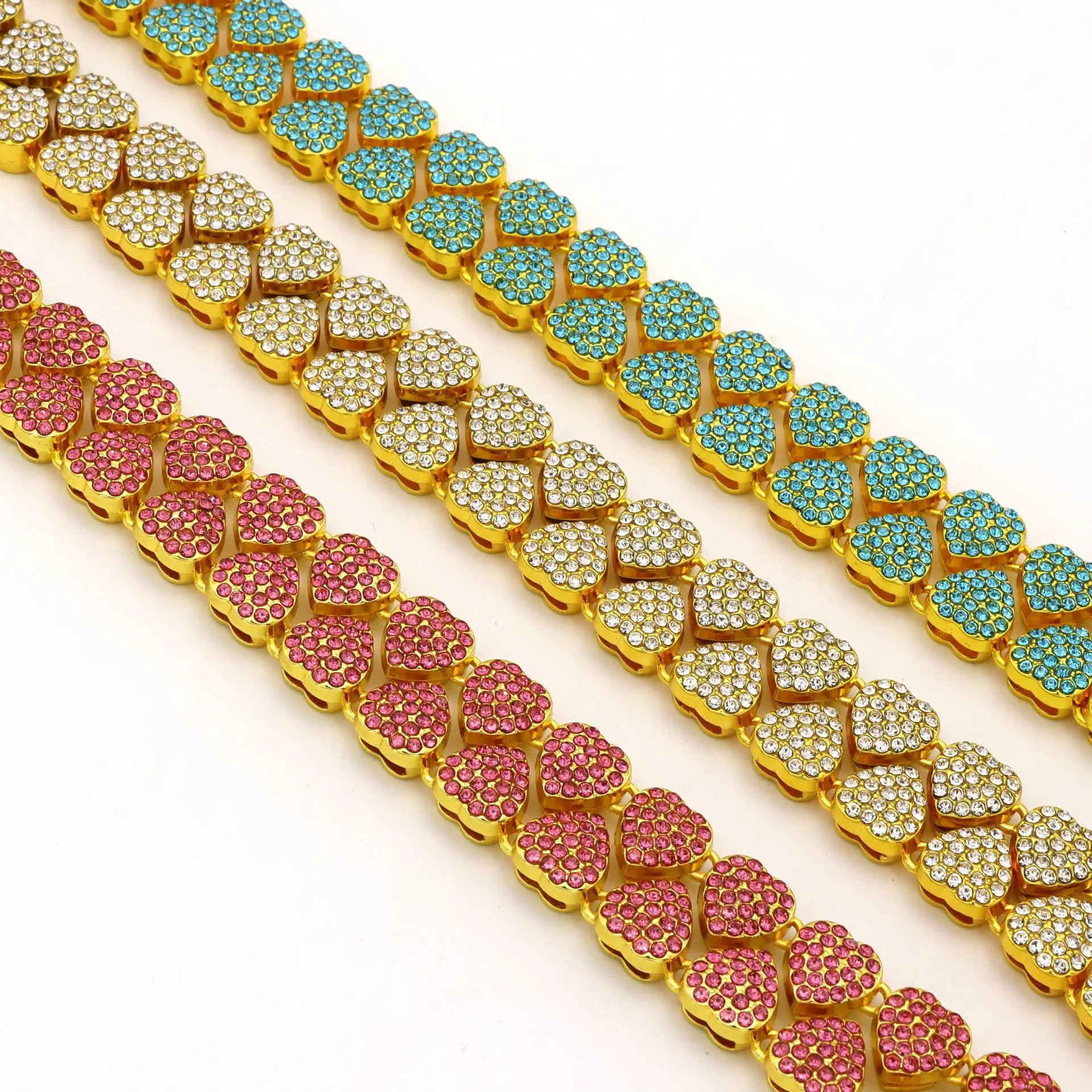 Alloy Rhinestone Love Shape Bracelet 11mm Women