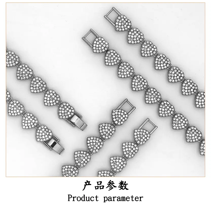 Alloy Rhinestone Love Shape Bracelet 11mm Women — feature 4