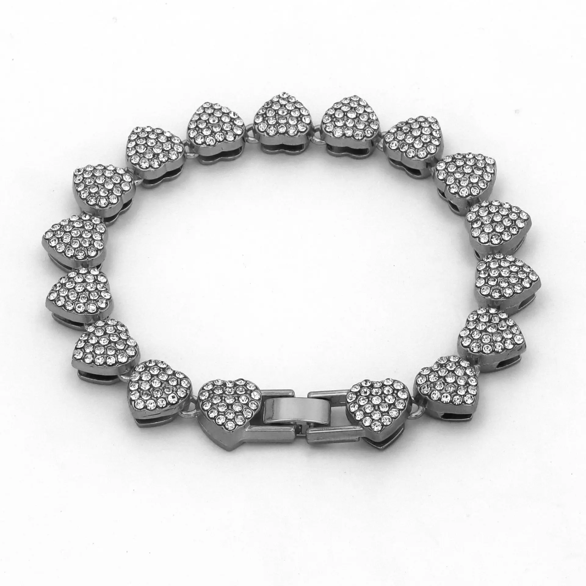 Alloy Rhinestone Love Shape Bracelet 11mm Women