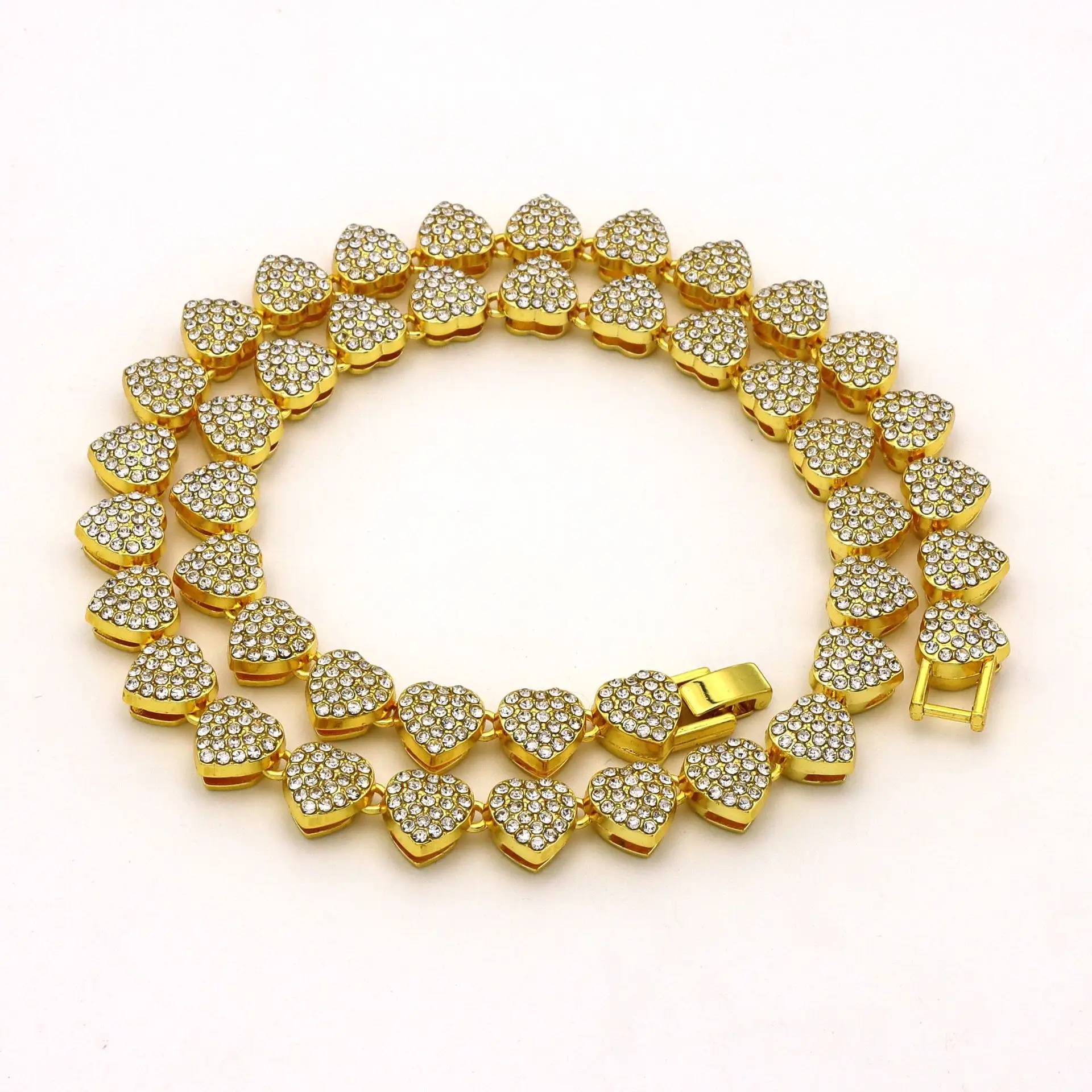 Alloy Rhinestone Love Shape Bracelet 11mm Women