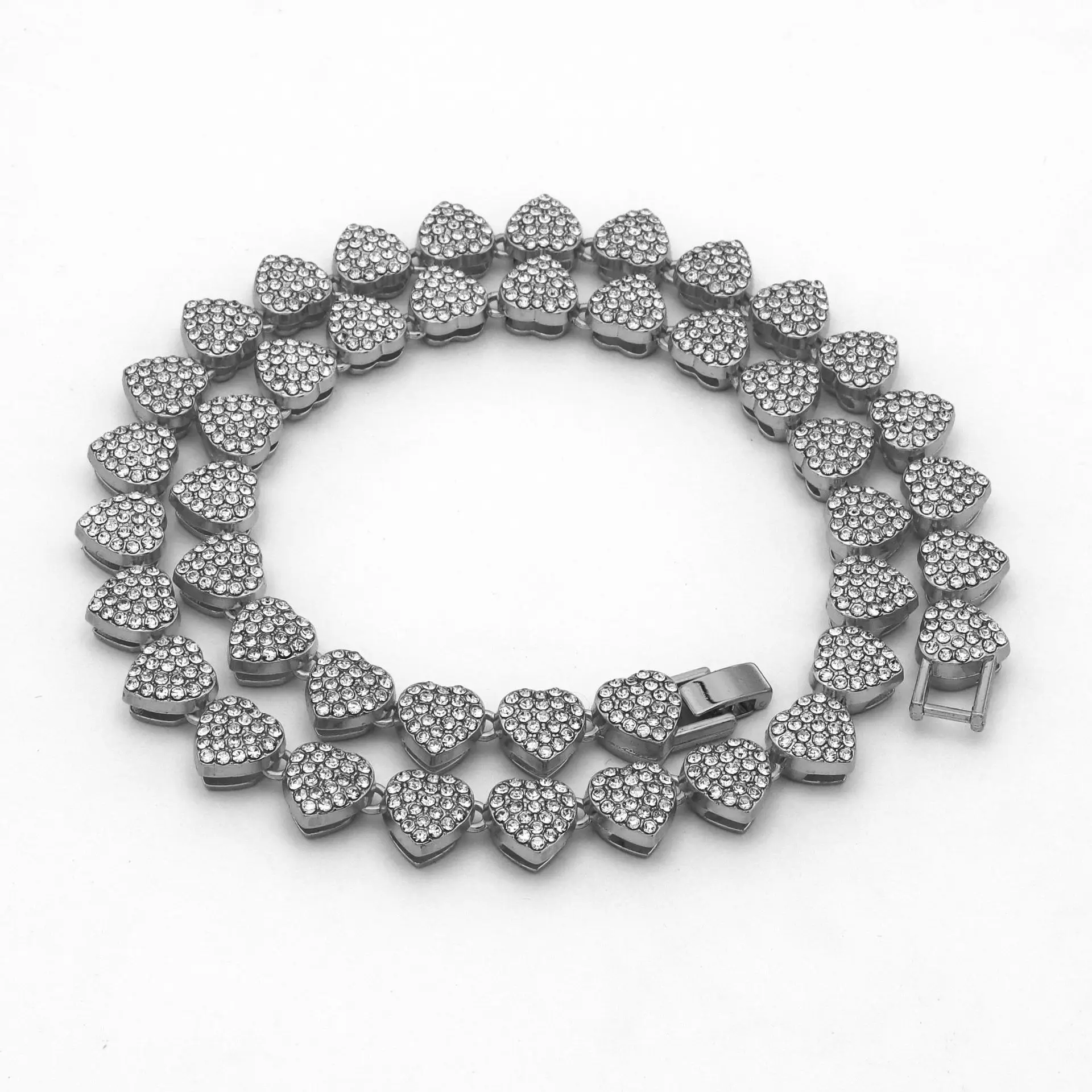 Alloy Rhinestone Love Shape Bracelet 11mm Women
