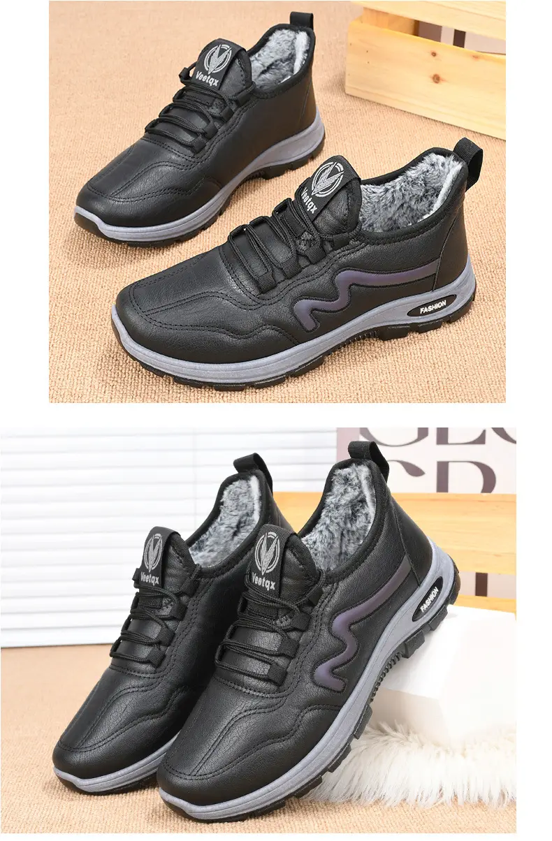 Men's Winter Cotton Shoes, New Short Boots with Plush Lining, Thickened and Warm, Women's Trendy Casual Leather Low-Top Cotton Boots — feature 17