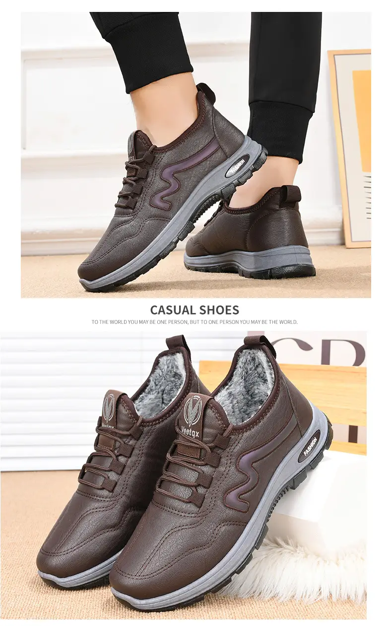 Men's Winter Cotton Shoes, New Short Boots with Plush Lining, Thickened and Warm, Women's Trendy Casual Leather Low-Top Cotton Boots — feature 19