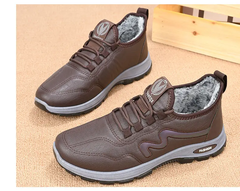 Men's Winter Cotton Shoes, New Short Boots with Plush Lining, Thickened and Warm, Women's Trendy Casual Leather Low-Top Cotton Boots — feature 20