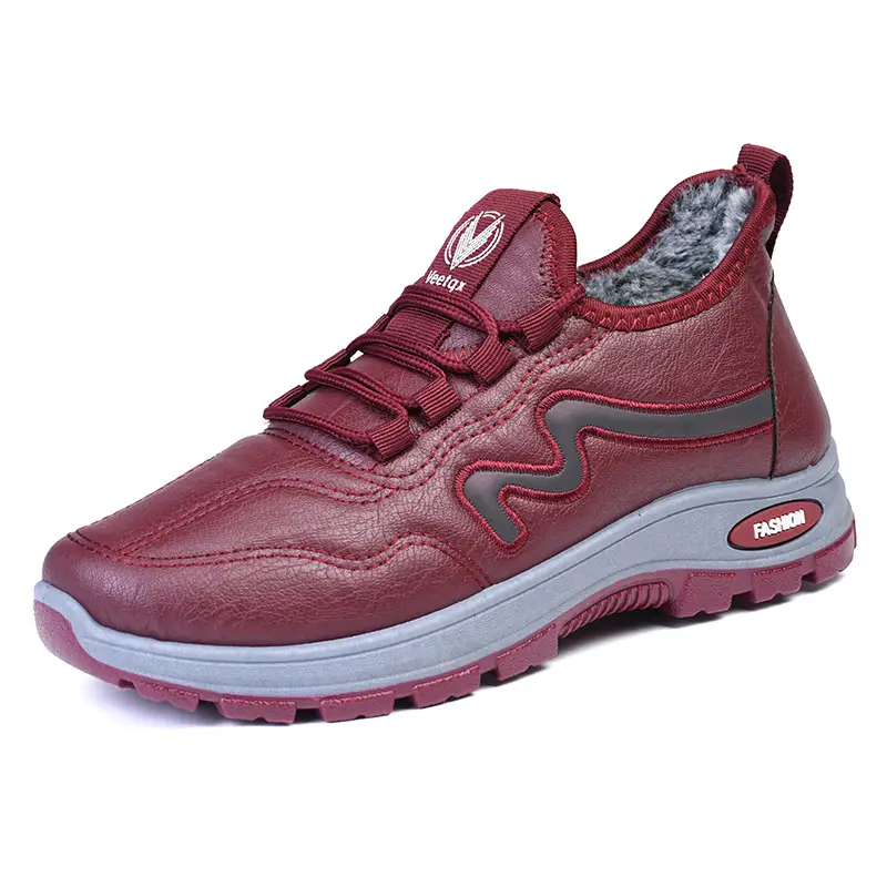 Men's Winter Cotton Shoes, New Short Boots with Plush Lining, Thickened and Warm, Women's Trendy Casual Leather Low-Top Cotton Boots - Image 2