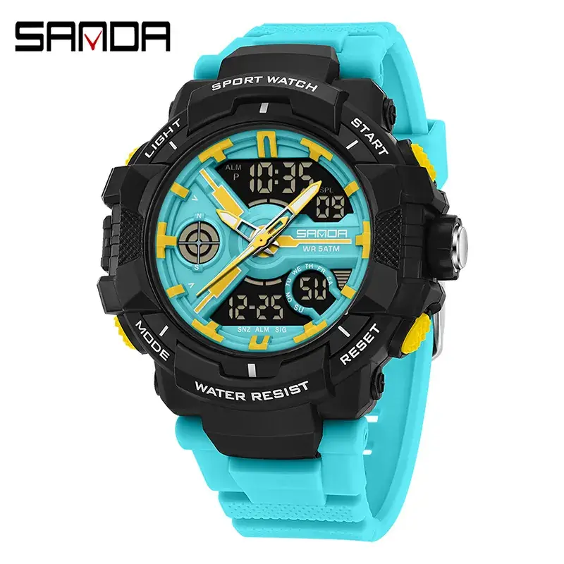 Sanda Military Style Red Water Resistant Sports Watch for Men - Image 15