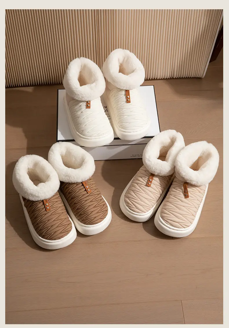 Women's Furry Fleece Snow Boots White High-Top Winter — feature 13