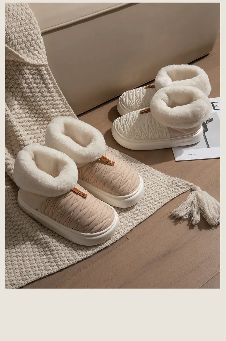 Women's Furry Fleece Snow Boots White High-Top Winter — feature 15