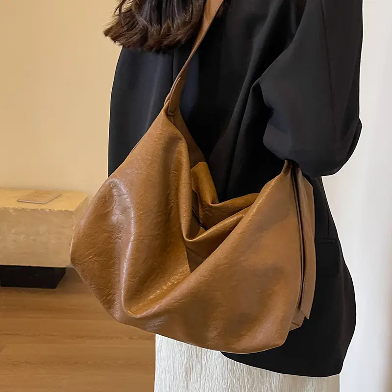 Brown Textured Shoulder Crossbody Bag for Women - Image 6