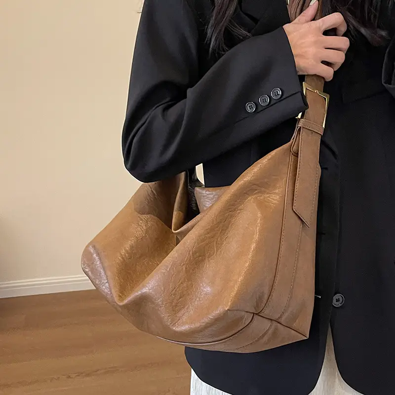 Brown Textured Shoulder Crossbody Bag for Women - Image 7