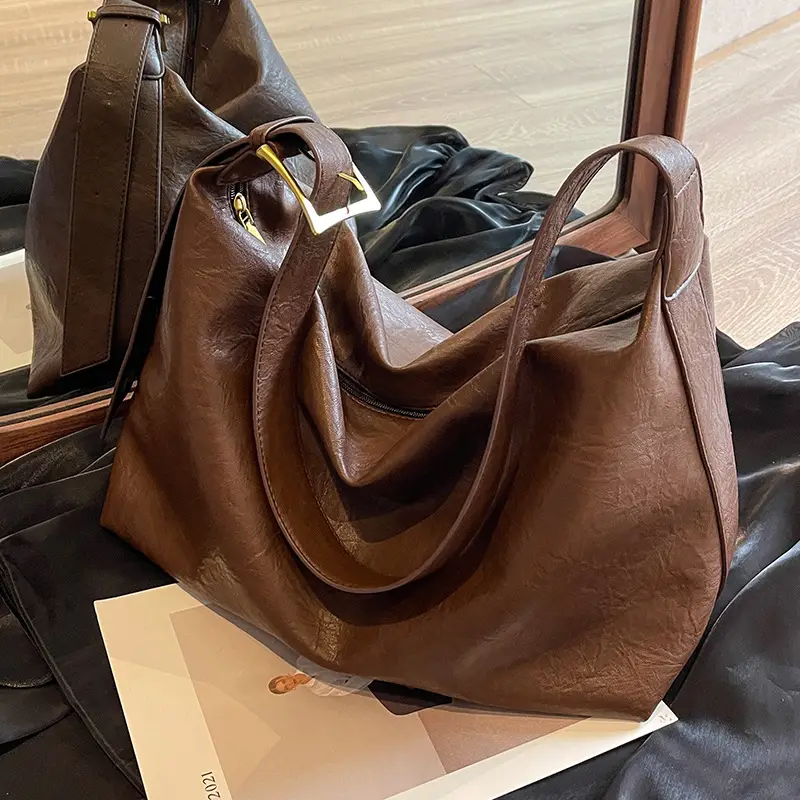 Brown Textured Shoulder Crossbody Bag for Women - Image 2