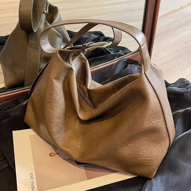 Brown Textured Shoulder Crossbody Bag for Women - Image 4