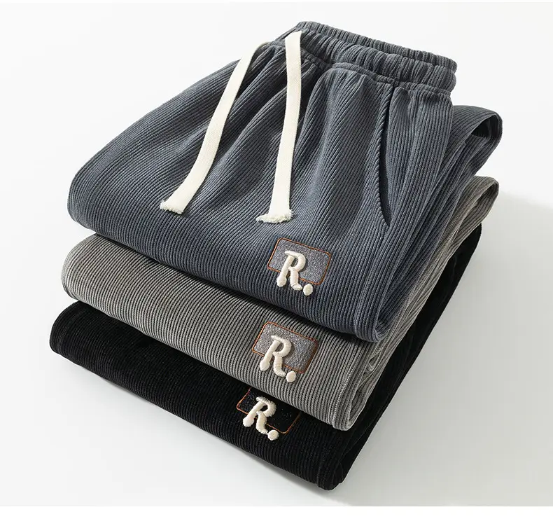 Boao Velvet Pants Men Black Wide Leg Sports Casual — feature 22