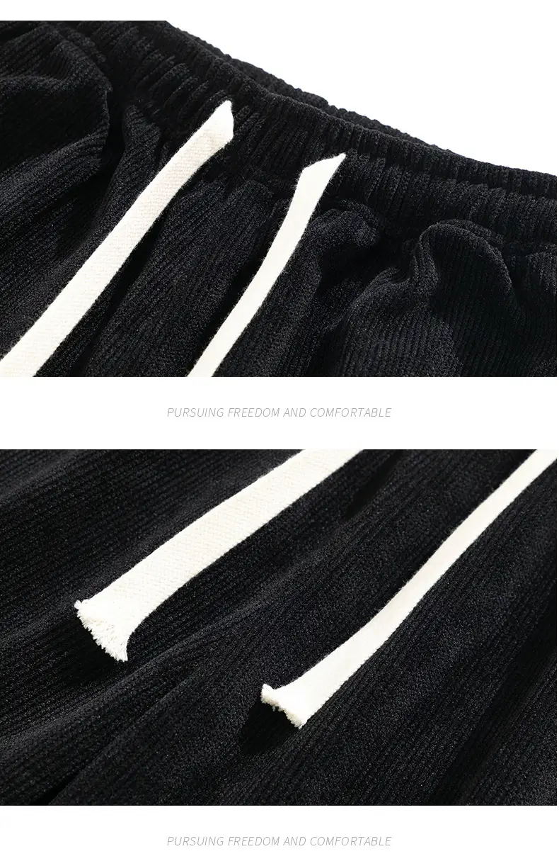 Boao Velvet Pants Men Black Wide Leg Sports Casual — feature 25