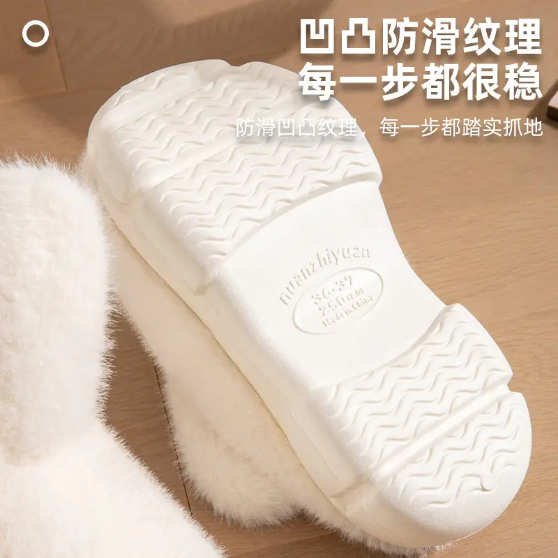 Big Ear Rabbit cotton slippers women's autumn and winter thick bottom non-slip indoor home cute rabbit furry slippers closed toe warm - Image 6