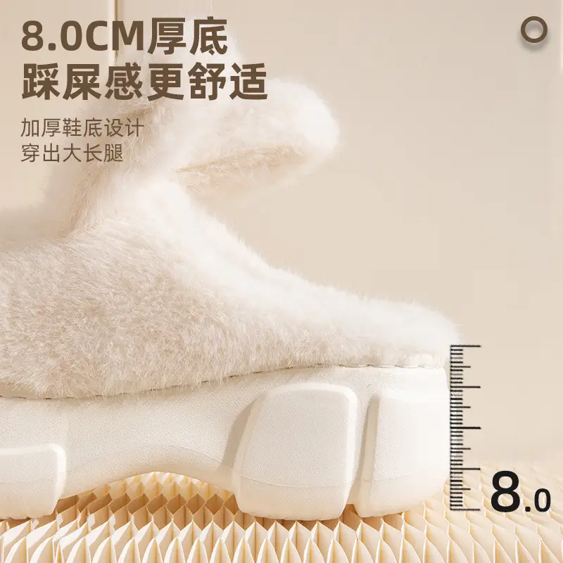 Big Ear Rabbit cotton slippers women's autumn and winter thick bottom non-slip indoor home cute rabbit furry slippers closed toe warm - Image 7