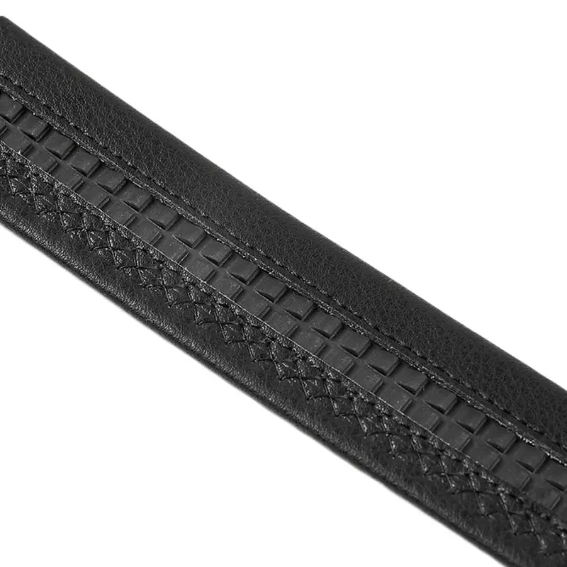 Men's Black Leather Belt with Alloy Buckle & Automatic Clasp - Image 5