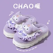 Sanrio IP joint-name cotton slippers women's winter cute indoor home thick bottom autumn and winter plush slippers bag heel — feature 15