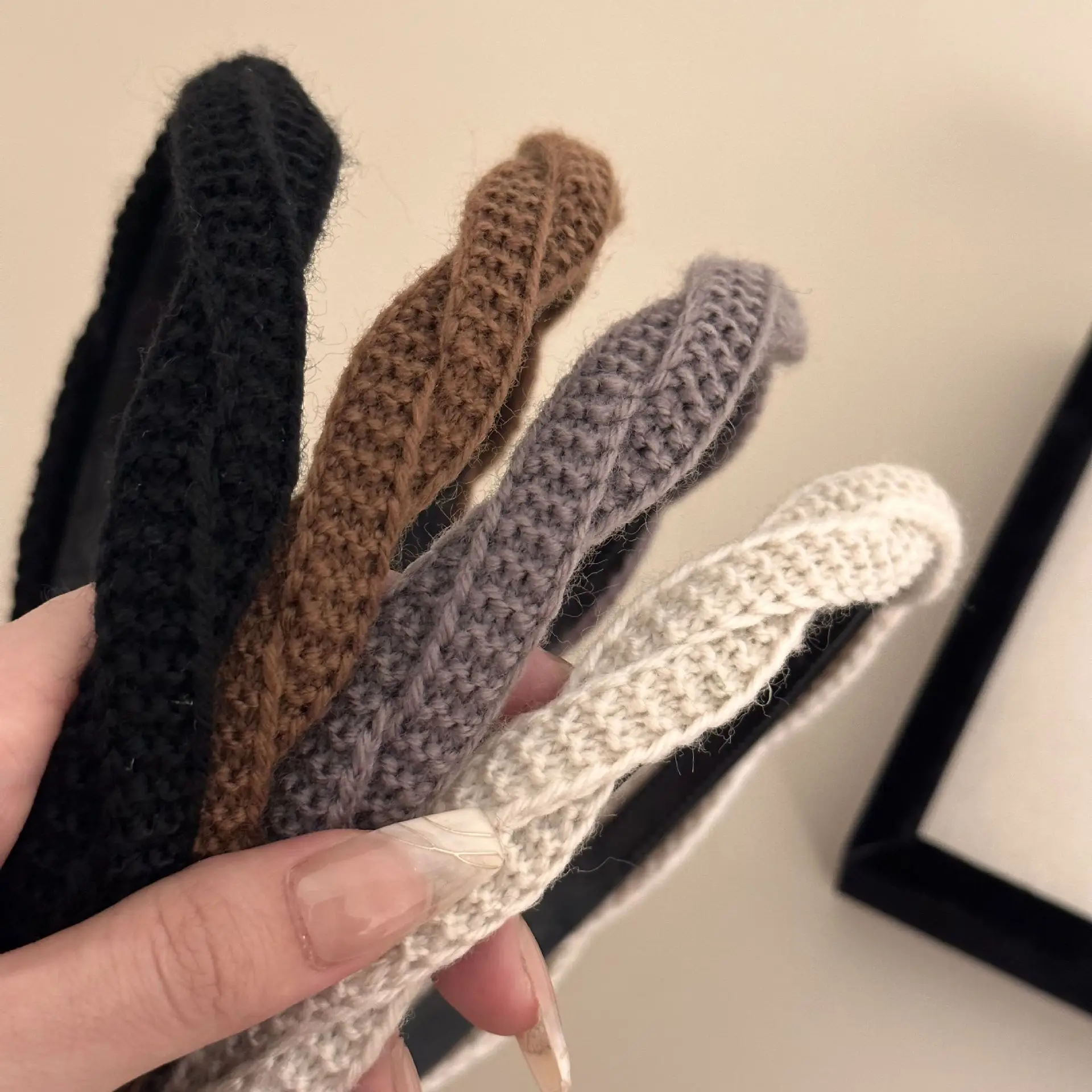Maillard Elegant Knitted Headband for Women Black Brown Grey White - Image 6