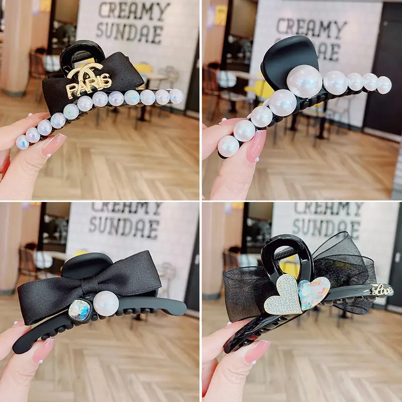 South Korea New Women's Pearl Ribbon Hairpin Bow Duckbill Clip Rose Flower Side Clip Sweet Bangs Clip — feature 11