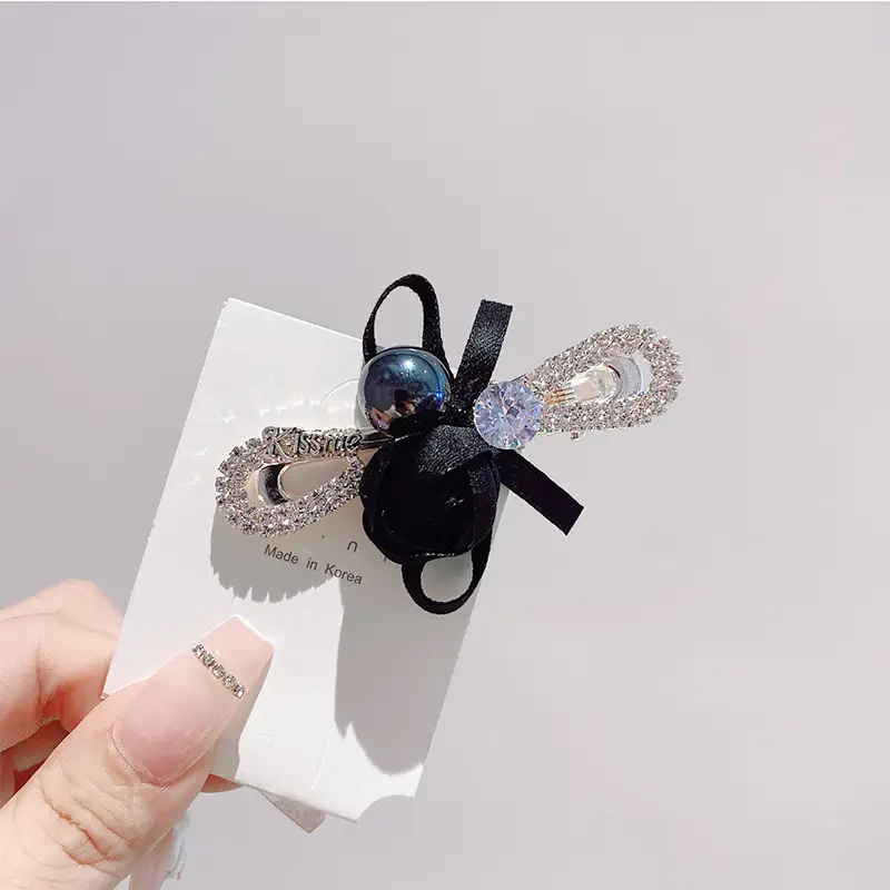 South Korea New Women's Pearl Ribbon Hairpin Bow Duckbill Clip Rose Flower Side Clip Sweet Bangs Clip — feature 27