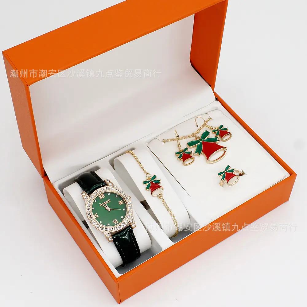 Women's Red Watch Set with Earrings & Ring for Christmas Gift — feature 5