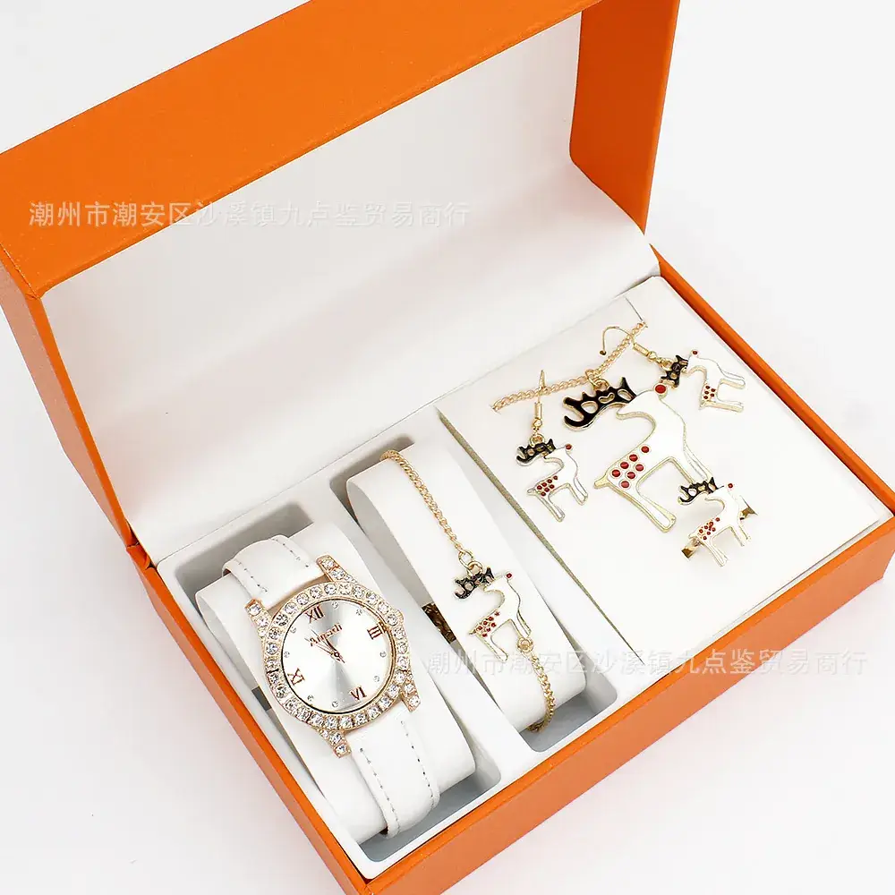 Women's Red Watch Set with Earrings & Ring for Christmas Gift - Image 7