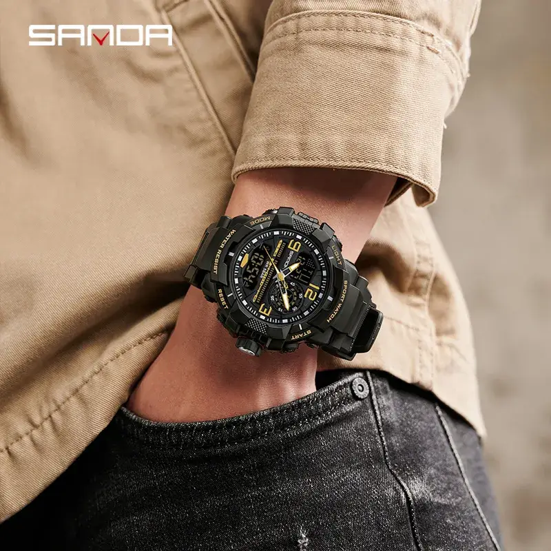 Sanda Black Waterproof Men's Digital Watch with 120 Hours Duty - Image 19