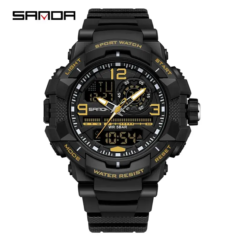 Sanda Black Waterproof Men's Digital Watch with 120 Hours Duty - Image 5