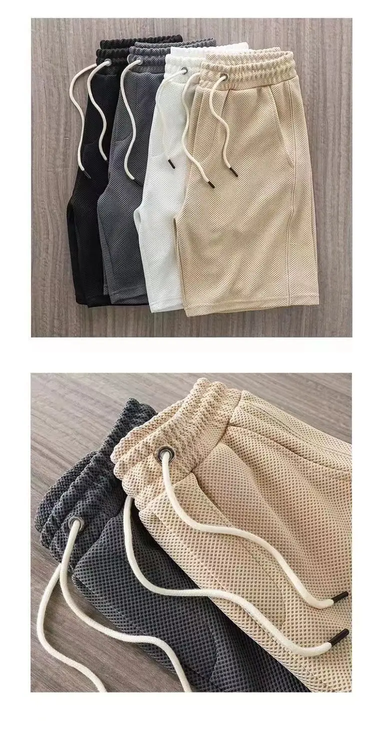 Men's Beige Drawstring Shorts Summer Running All-Match — feature 5
