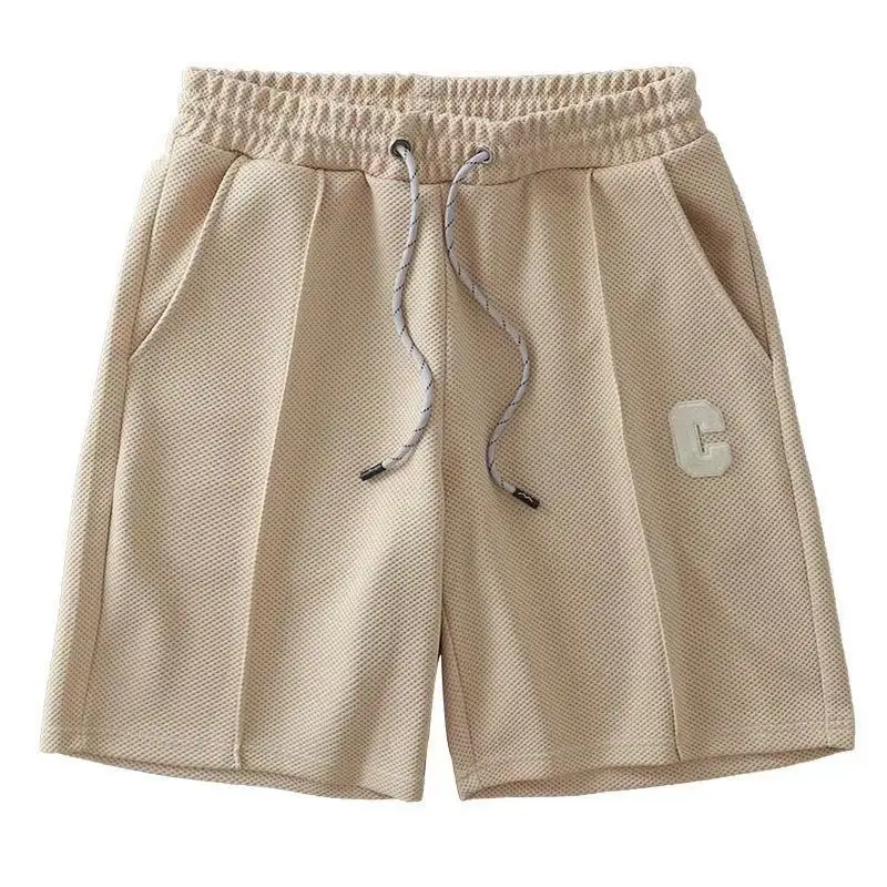 Men's Beige Drawstring Shorts Summer Running All-Match - Image 6