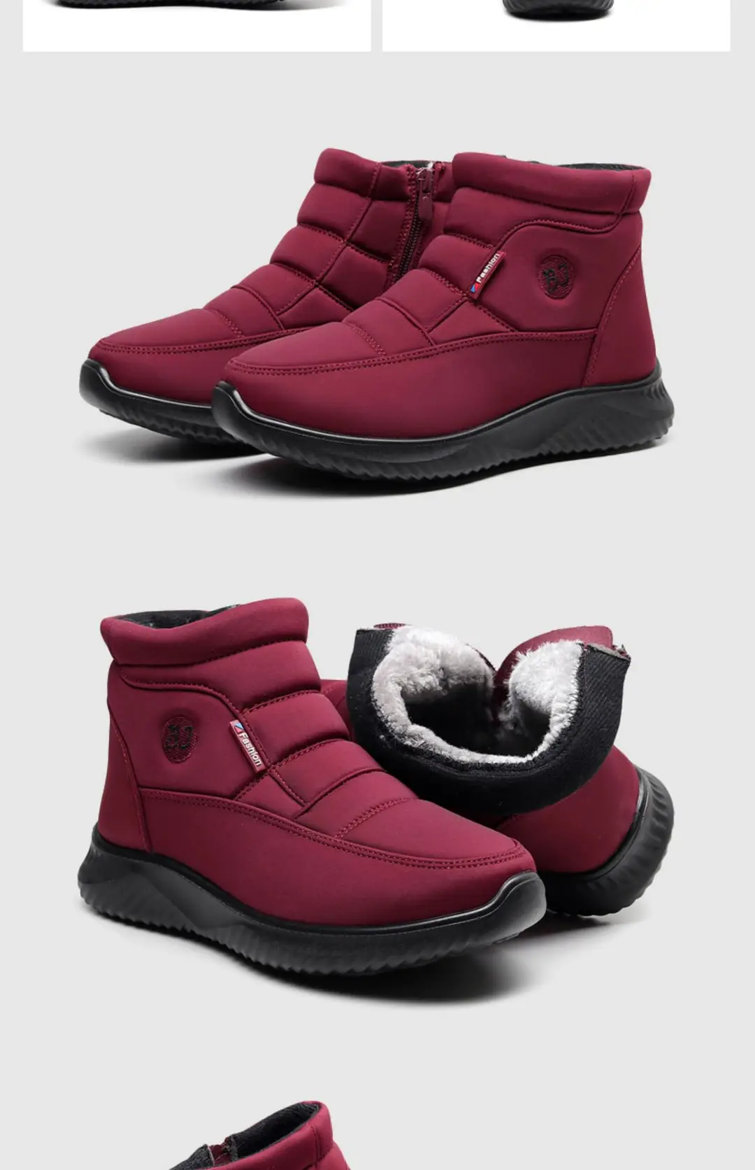 2025 New Winter High-Top Waterproof Cotton Shoes for Women Fleece-Lined Non-Slip Soft Sole Wear-Resistant Cotton Boots Thick-Soled Snow Boots — feature 18