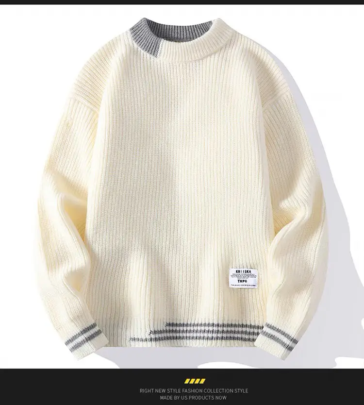 Grey Knitted Sweatshirt New Autumn Winter Loose Fit — feature 10