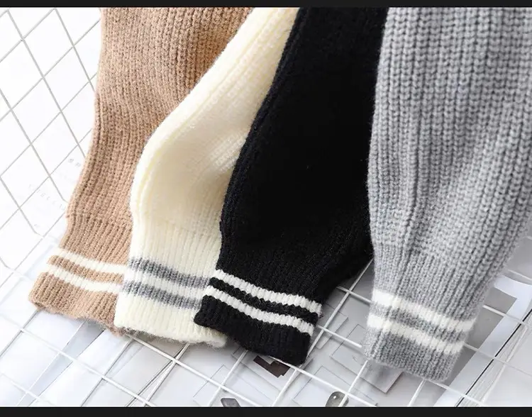 Grey Knitted Sweatshirt New Autumn Winter Loose Fit — feature 14