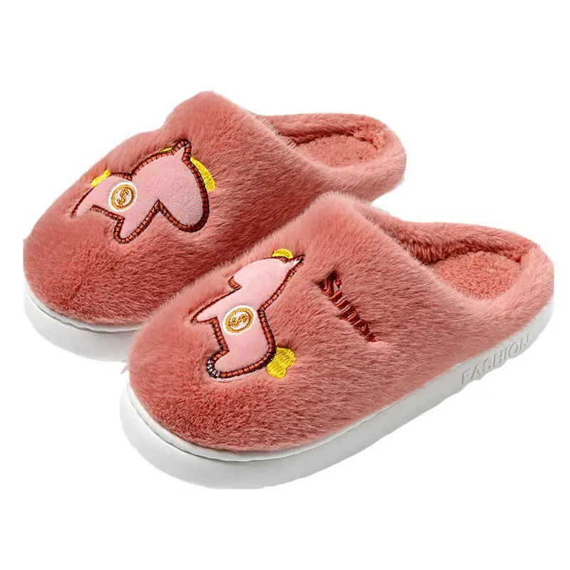 Parent-child cotton slippers indoor home cute cartoon fleece-lined thick warm non-slip cotton slippers female wholesale one-piece delivery - Image 12