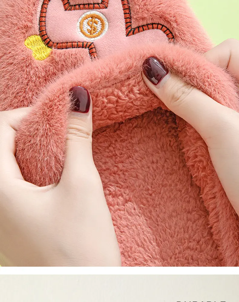 Parent-child cotton slippers indoor home cute cartoon fleece-lined thick warm non-slip cotton slippers female wholesale one-piece delivery — feature 11