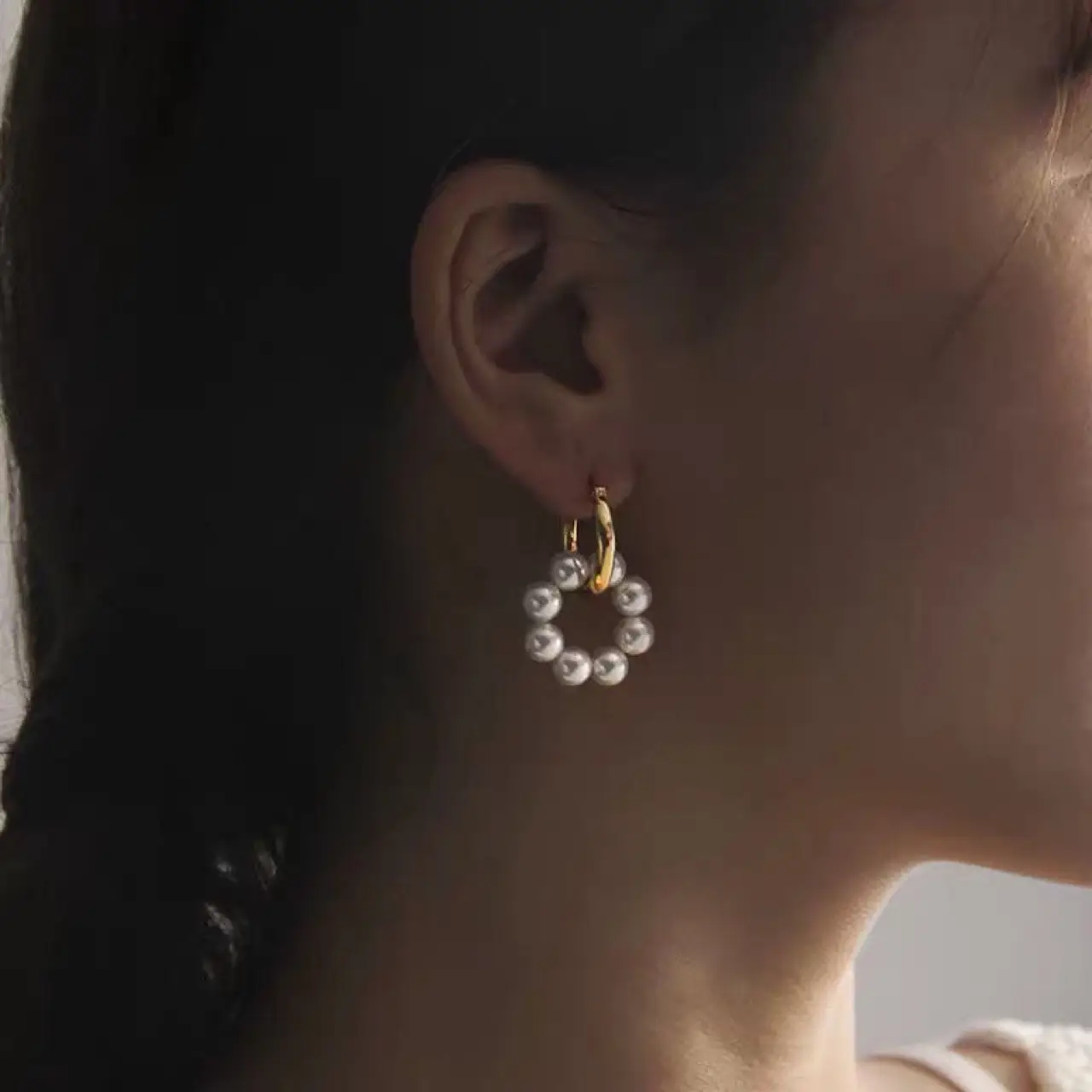 Natural Pearl Donut Earrings for Women - Image 3