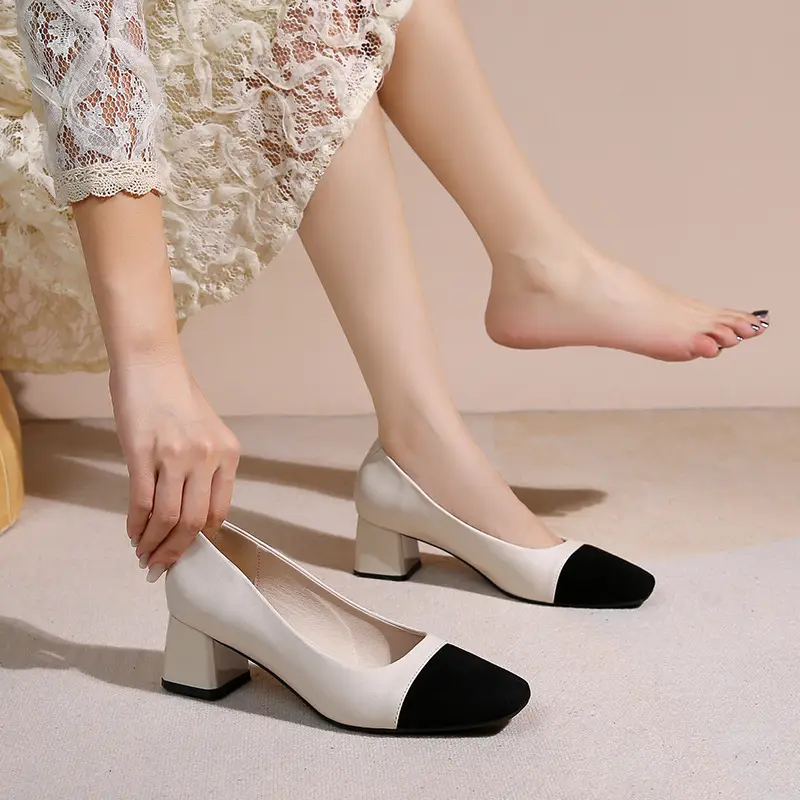 Women's White Black Heel Mules High Heel Shoes - Image 7