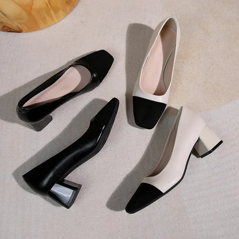 Women's White Black Heel Mules High Heel Shoes — feature 4