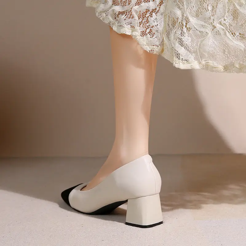 Women's White Black Heel Mules High Heel Shoes - Image 2