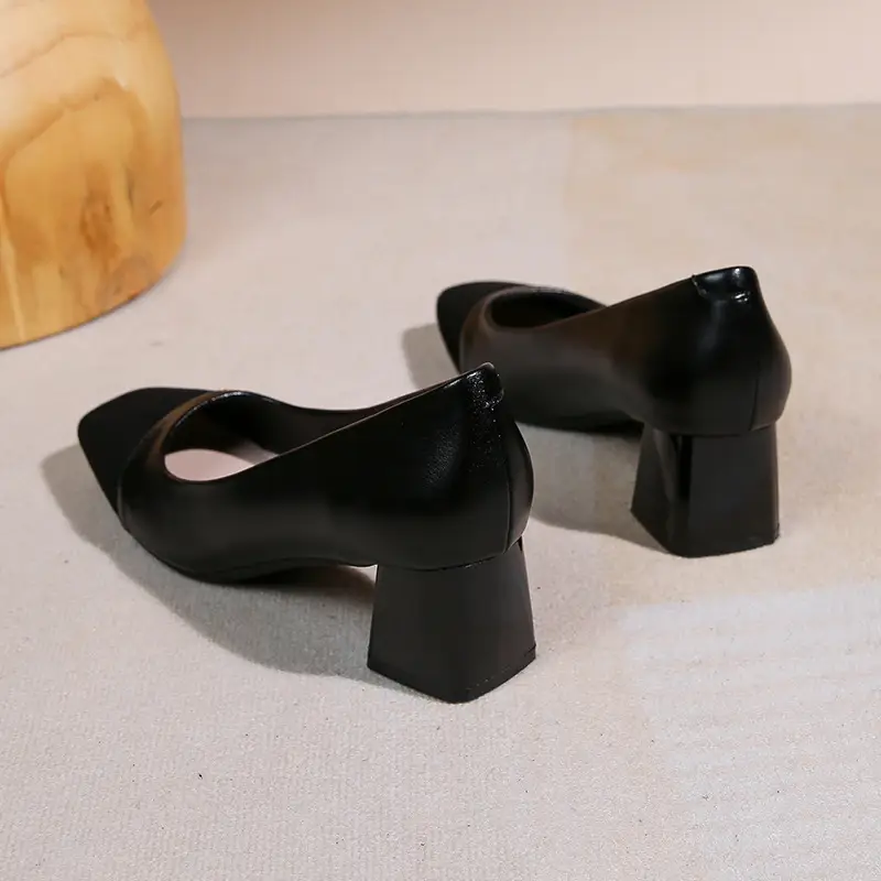 Women's White Black Heel Mules High Heel Shoes - Image 3
