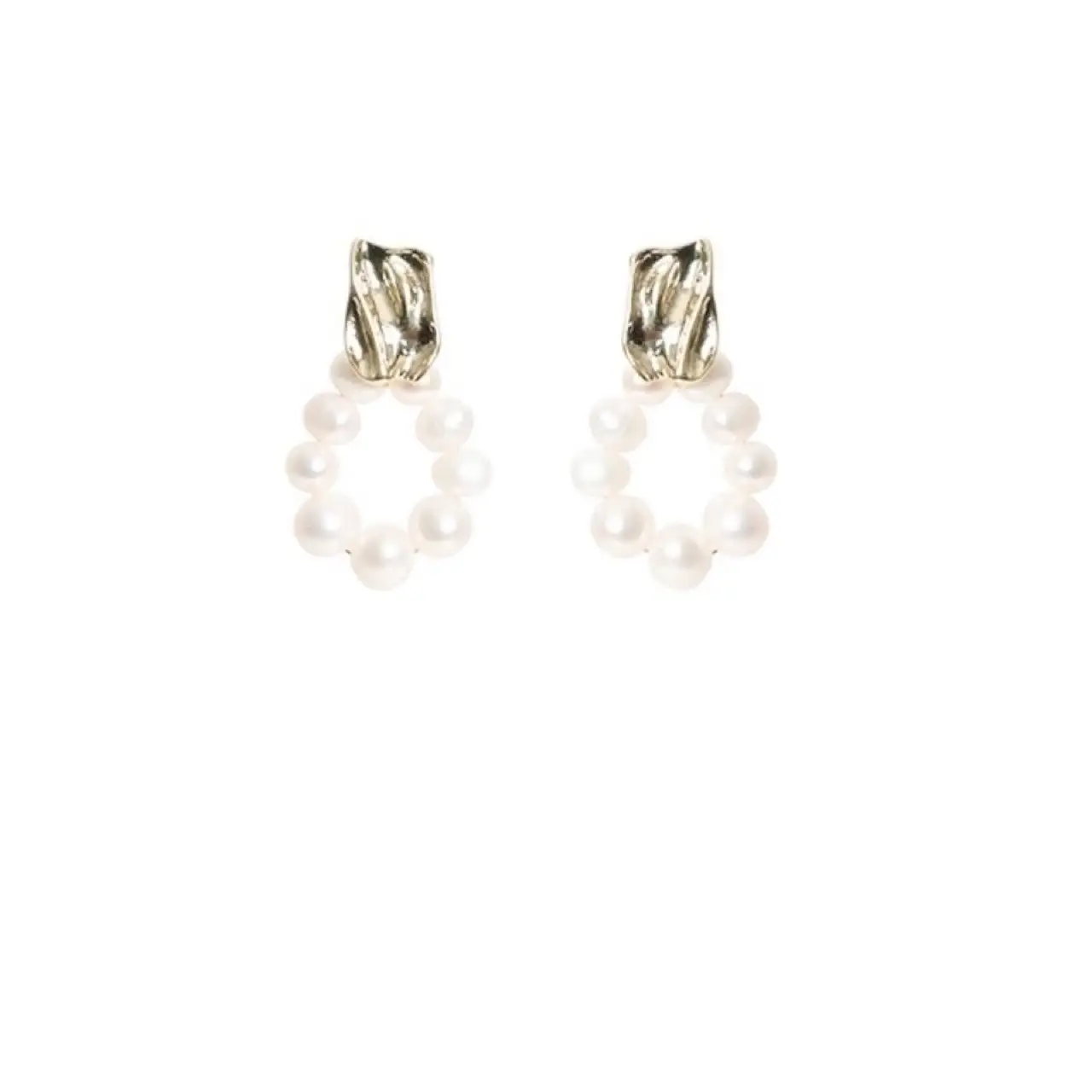 Vintage Pearl Circle Earrings for Women Silver - Image 5