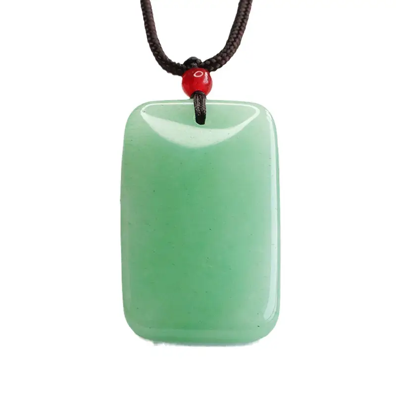 Green Jade Pendant Necklace with Red Crystal Top - Image 6