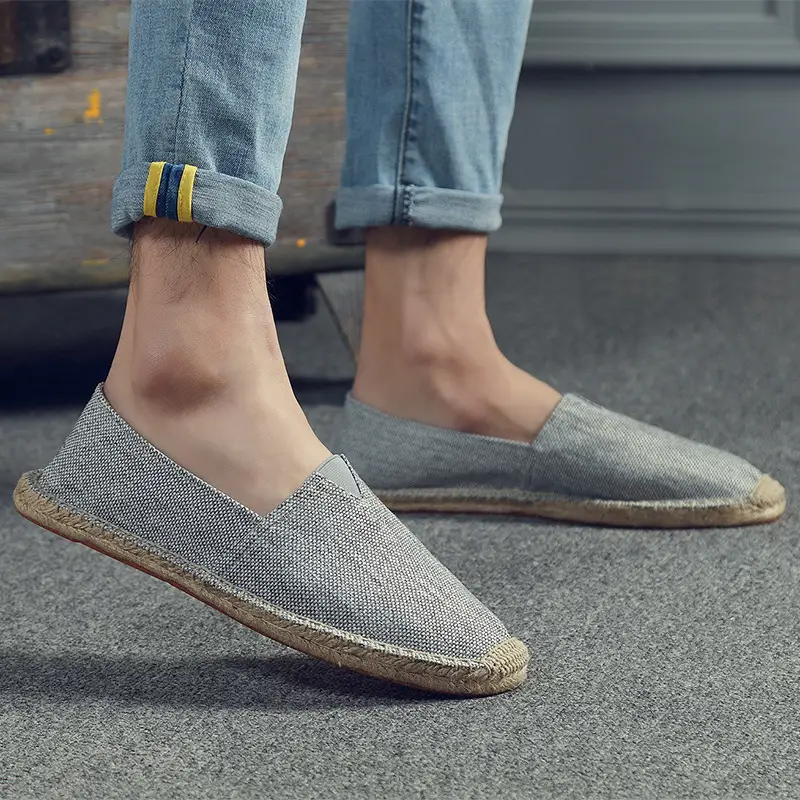 Casual Espadrille Shoes, Handmade, Fashionable and Versatile Straw Shoes, Linen Cloth Shoes, Sweat-Absorbent and Breathable Slip-On Slip-Ons, Cloth Shoes