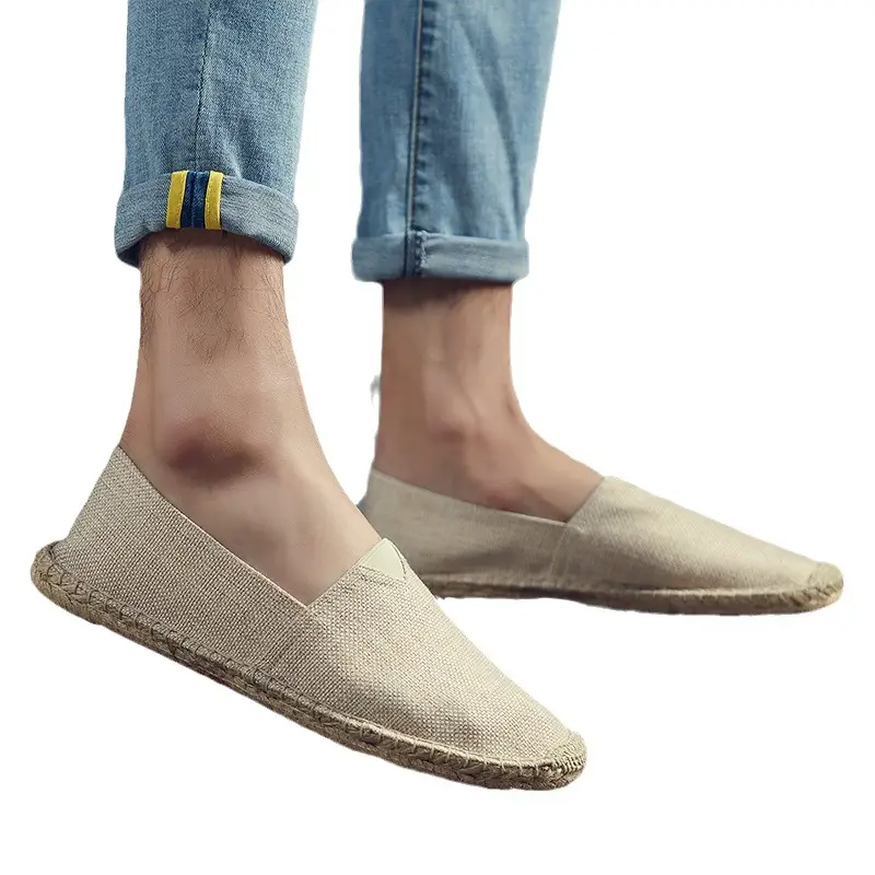 Casual Espadrille Shoes, Handmade, Fashionable and Versatile Straw Shoes, Linen Cloth Shoes, Sweat-Absorbent and Breathable Slip-On Slip-Ons, Cloth Shoes